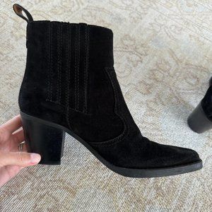 Ganni Black Suede Western Booties Size 39